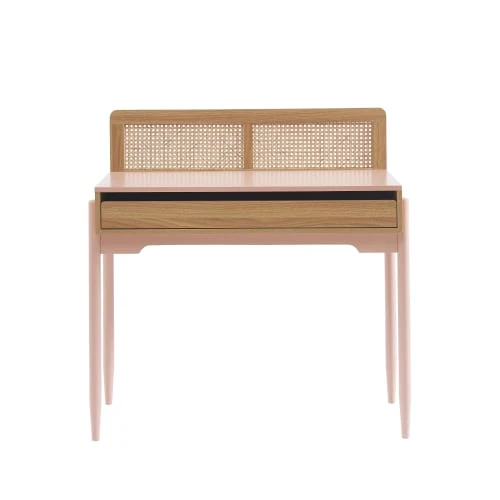 Baita Bureau Rose Et Cannage Rotin 1 Tiroir 3 Baita Bureau Rose Et Cannage Rotin 1 Tiroir