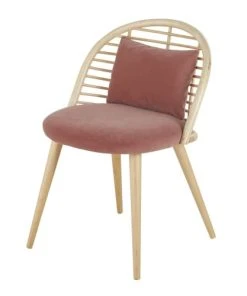 Maisons Du Monde Chaise En Velours Terracotta, Rotin Et Bouleau
