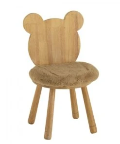 Meubles & Design Chaise Enfant Avec Dossier Ourson Et Coussin Marron