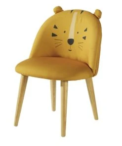 Maisons Du Monde Chaise Enfant Jaune Moutarde Motif Tête De Tigre Et Bouleau Massif