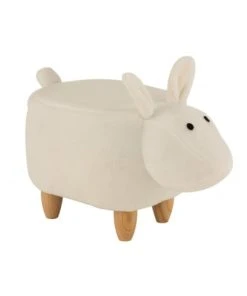 LANADECO Chaise Tabouret Enfant Mouton Bois Et Textile Blanc