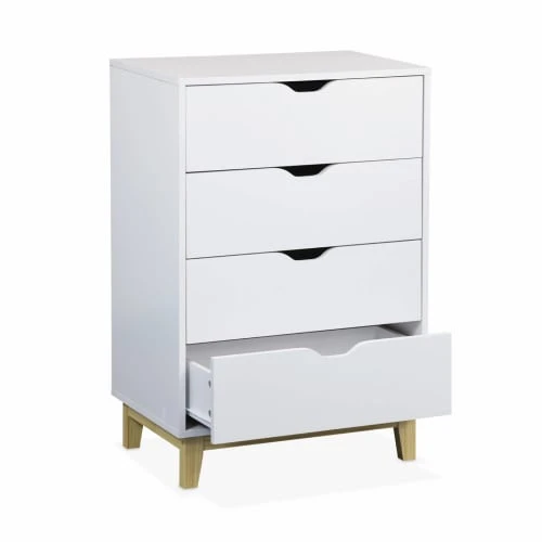 Alice's Garden Commode Blanche Scandinave, 4 Tiroirs 8 Alice's Garden Commode Blanche Scandinave, 4 Tiroirs - Image 6