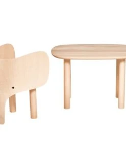 Lignea Kids Ensemble Chaise Et Table éléphant En Bois De Hêtre