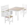 HOMCOM Ensemble De Table Et Chaises Enfant De 4 Pièces Blanc Bois Clair