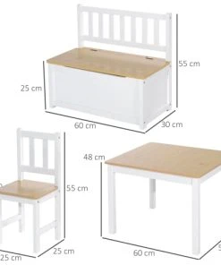 HOMCOM Ensemble De Table Et Chaises Enfant De 4 Pièces Blanc Bois Clair 9 HOMCOM Ensemble De Table Et Chaises Enfant De 4 Pièces Blanc Bois Clair -Maisons du Monde boutique ensemble de table et chaises enfant de 4 pieces blanc bois clair 2