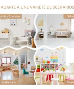 HOMCOM Ensemble De Table Et Chaises Enfant De 4 Pièces Blanc Bois Clair 12 HOMCOM Ensemble De Table Et Chaises Enfant De 4 Pièces Blanc Bois Clair -Maisons du Monde boutique ensemble de table et chaises enfant de 4 pieces blanc bois clair 5