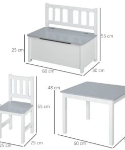 HOMCOM Ensemble De Table Et Chaises Enfant De 4 Pièces Blanc Gris -Maisons du Monde boutique ensemble de table et chaises enfant de 4 pieces blanc gris 2