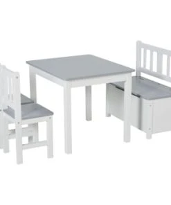 HOMCOM Ensemble De Table Et Chaises Enfant De 4 Pièces Blanc Gris -Maisons du Monde boutique ensemble de table et chaises enfant de 4 pieces blanc gris 4