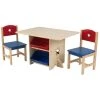 KidKraft Ensemble Table Avec 4 Bacs De Rangement Et 2 Chaises Bleu Et Rouge