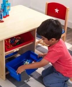 KidKraft Ensemble Table Avec 4 Bacs De Rangement Et 2 Chaises Bleu Et Rouge -Maisons du Monde boutique ensemble table avec 4 bacs de rangement et 2 chaises bleu et rouge 3