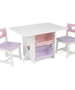 KidKraft Ensemble Table Avec 4 Bacs De Rangement Et 2 Chaises Rose Et Violet