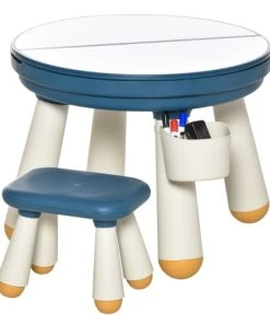 HOMCOM Ensemble Table De Construction Multi-activités Enfant Avec Tabouret