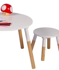 TOILINUX Ensemble Table Et 2 Tabourets Pour Enfants Bois Et Blanc 7 TOILINUX Ensemble Table Et 2 Tabourets Pour Enfants Bois Et Blanc -Maisons du Monde boutique ensemble table et 2 tabourets pour enfants bois et blanc 2