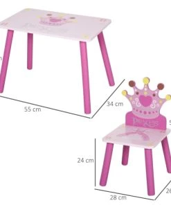 HOMCOM Ensemble Table Et Chaises Enfant Design Princesse Bois Rose -Maisons du Monde boutique ensemble table et chaises enfant design princesse bois rose 2