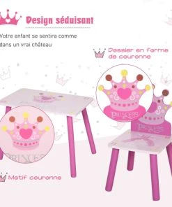 HOMCOM Ensemble Table Et Chaises Enfant Design Princesse Bois Rose -Maisons du Monde boutique ensemble table et chaises enfant design princesse bois rose 3
