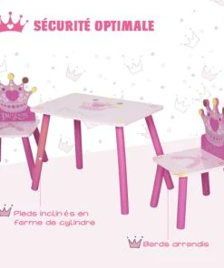 HOMCOM Ensemble Table Et Chaises Enfant Design Princesse Bois Rose -Maisons du Monde boutique ensemble table et chaises enfant design princesse bois rose 5
