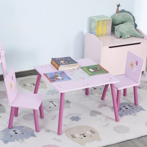 HOMCOM Ensemble Table Et Chaises Enfant Design Princesse Motif Château 4 HOMCOM Ensemble Table Et Chaises Enfant Design Princesse Motif Château - Image 2