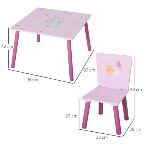 HOMCOM Ensemble Table Et Chaises Enfant Design Princesse Motif Château 5 HOMCOM Ensemble Table Et Chaises Enfant Design Princesse Motif Château - Image 3