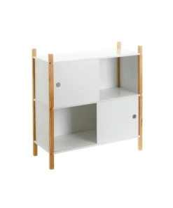 Wadiga Étagère Bibliothèque Chambre Enfant 2 étages Blanc Et Bois 70x30x77cm