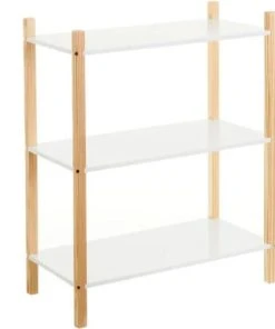 Wadiga Étagère Chambre Enfant 3 étages Blanc Et Bois - 60x30x76cm