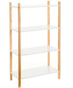 Wadiga Étagère Chambre Enfant 4 étages Blanc Et Bois - 60x30x106.5cm