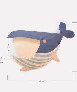 RNT By Really Nice Things Étagère En Bois De Bouleau Bleu Et Blanc Forme De Baleine. -Maisons du Monde boutique etagere en bois de bouleau bleu et blanc forme de baleine 2