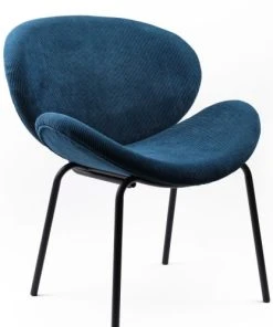 TODAY Fauteuil Arrondi En Velours Côtelé Bleu Et Métal -Maisons du Monde boutique fauteuil arrondi en velours cotele bleu et metal 2