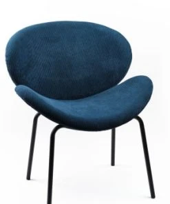 TODAY Fauteuil Arrondi En Velours Côtelé Bleu Et Métal -Maisons du Monde boutique fauteuil arrondi en velours cotele bleu et metal cozy 1