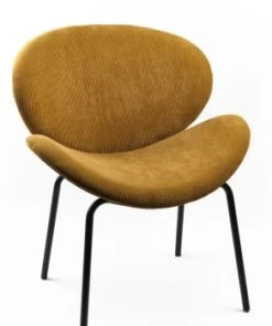 TODAY Fauteuil Arrondi En Velours Côtelé Bleu Et Métal -Maisons du Monde boutique fauteuil arrondi en velours cotele marron et metal cozy 1