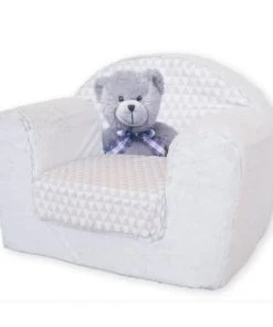Home Maison Fauteuil Club Enfant Convertible Ourson GrisBlanc 42x55