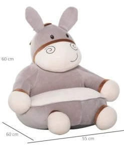 HOMCOM Fauteuil Enfant âne Revêtement Velours Gris Crème -Maisons du Monde boutique fauteuil enfant ane revetement velours gris creme 2