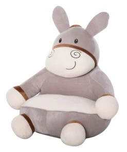 HOMCOM Fauteuil Enfant âne Revêtement Velours Gris Crème