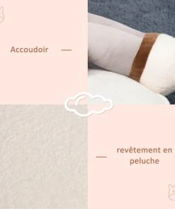 HOMCOM Fauteuil Enfant âne Revêtement Velours Gris Crème -Maisons du Monde boutique fauteuil enfant ane revetement velours gris creme 5