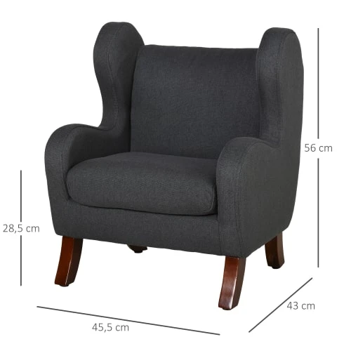 HOMCOM Fauteuil Enfant Oreilles Grand Confort Accoudoirs Assise Lin Gris 5 HOMCOM Fauteuil Enfant Oreilles Grand Confort Accoudoirs Assise Lin Gris – Image 3