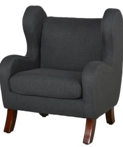 HOMCOM Fauteuil Enfant Oreilles Grand Confort Accoudoirs Assise Lin Gris