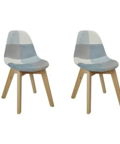 Altobuy Lot De 2 Chaises Enfant Bleues Motif Patchwork
