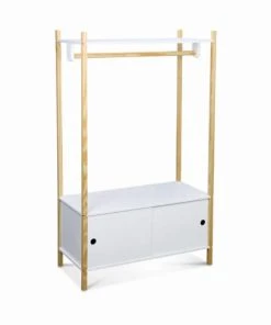 Alice's Garden Penderie Pour Enfant Avec Portes Coulissantes Naturel Blanc