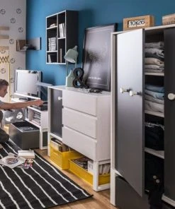 VOX Petite Armoire 2 Portes Blanc Gris -Maisons du Monde boutique petite armoire 2 portes blanc gris 2