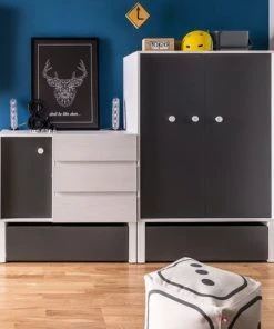 VOX Petite Armoire 2 Portes Blanc Gris -Maisons du Monde boutique petite armoire 2 portes blanc gris 3