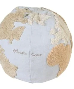Lorena Canals Pouf Carte Du Monde Bleu Et Gris