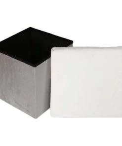 The Home Deco Kids Pouf Coffre Pliable Imitation Fourrure Léo Gris Clair Et Blanc -Maisons du Monde boutique pouf coffre pliable imitation fourrure leo gris clair et blanc 3