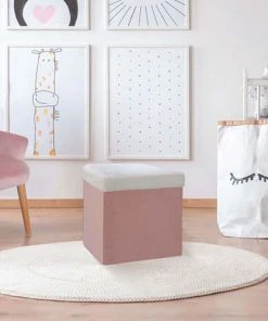 Maisons du Monde boutique -Maisons du Monde boutique pouf coffre pliable imitation fourrure leo rose des bois 1