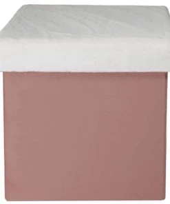 The Home Deco Kids Pouf Coffre Pliable Imitation Fourrure Léo Rose Des Bois -Maisons du Monde boutique pouf coffre pliable imitation fourrure leo rose des bois 2