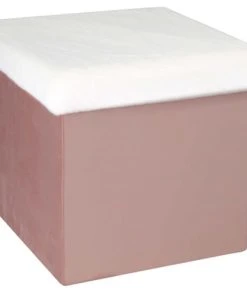 The Home Deco Kids Pouf Coffre Pliable Imitation Fourrure Léo Rose Des Bois