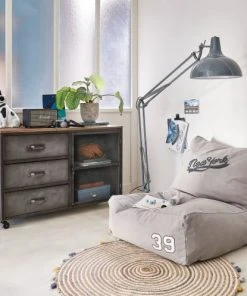 Maisons Du Monde Pouf En Coton Gris Imprimé -Maisons du Monde boutique pouf en coton gris imprime 1000 4 0 193192 8