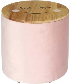 The Home Deco Kids Pouf Enfant En Bois Et Velours Moon