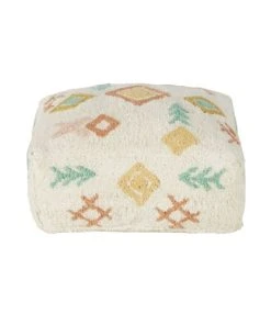 Maisons Du Monde Pouf Enfant Imprimé Berbère écru, Vert, Orange Et Jaune
