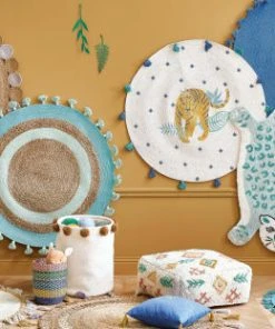 Maisons Du Monde Pouf Enfant Imprimé Berbère écru, Vert, Orange Et Jaune -Maisons du Monde boutique pouf enfant imprime berbere ecru vert orange et jaune 1000 4 35 225781 4