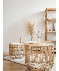 Saudara Collections Set Tables Basses Rotin -Maisons du Monde boutique set tables basses rotin 2