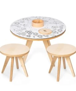 Drawin’table Table à Dessiner Multifonction 70x70x48 Cm Avec 2 Tabourets